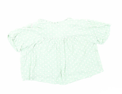 Womens UK Size S Zara Green Cropped Button-Up