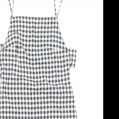 ASOS Womens Black Gingham Viscose Mini Size 10 Square Neck Zip