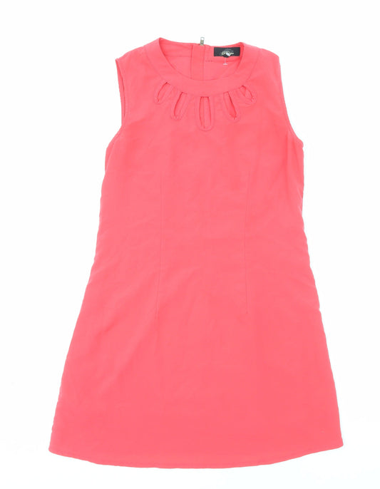 Rage Womens Pink Polyester Shift Size 10 Round Neck Zip