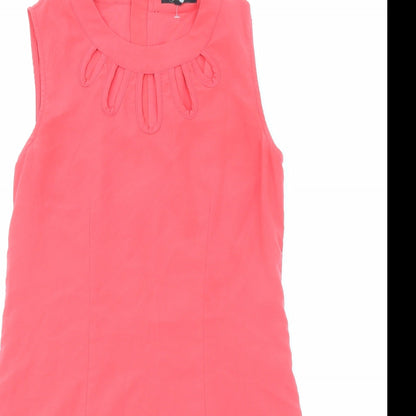 Rage Womens Pink Polyester Shift Size 10 Round Neck Zip