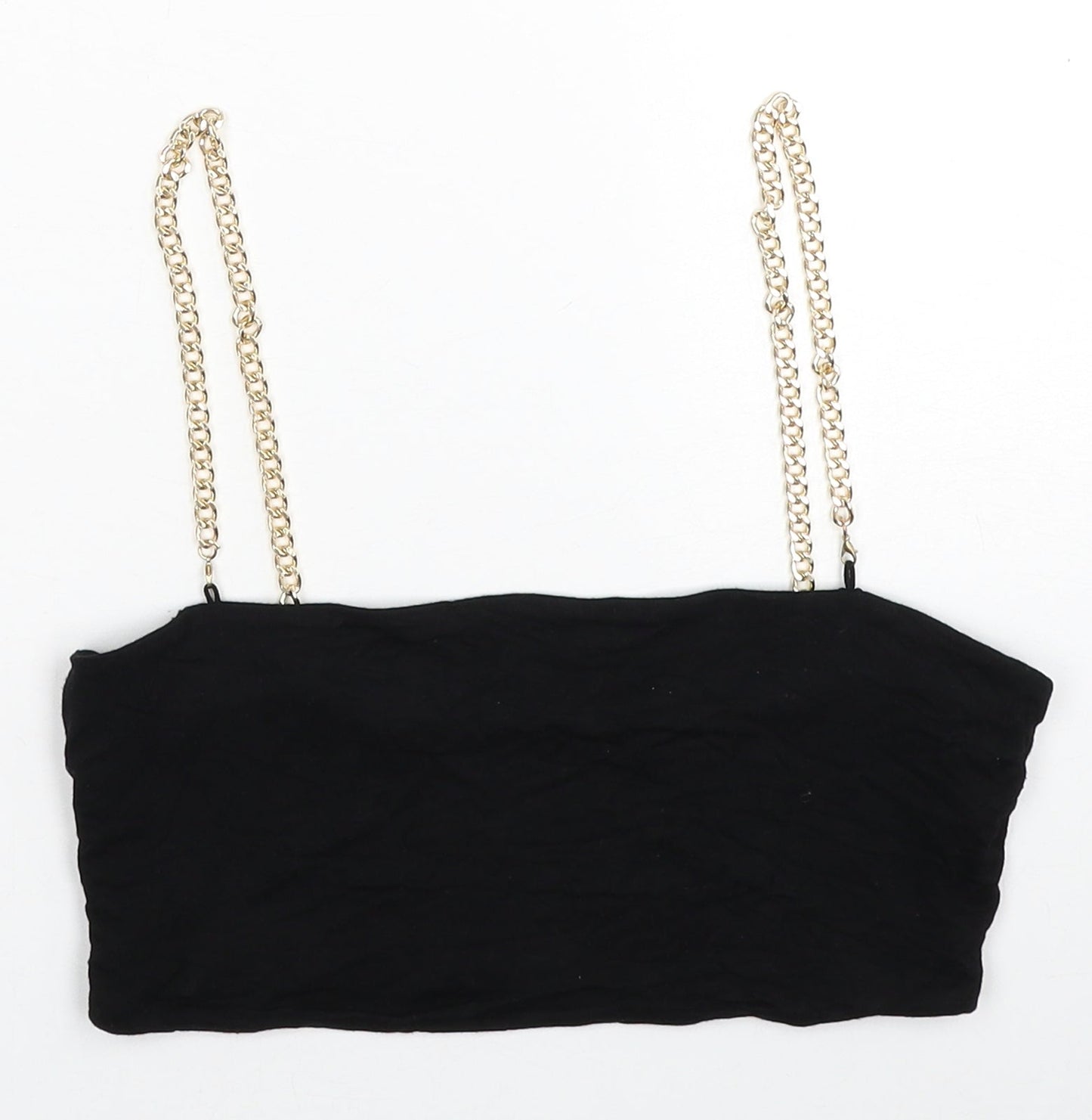 SheIn Womens Black Polyester Cropped Tank Size M Square Neck - Chain Straps