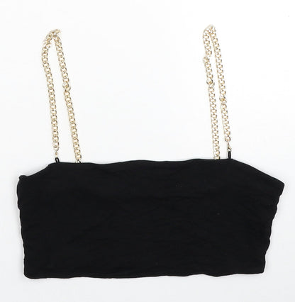 SheIn Womens Black Polyester Cropped Tank Size M Square Neck - Chain Straps