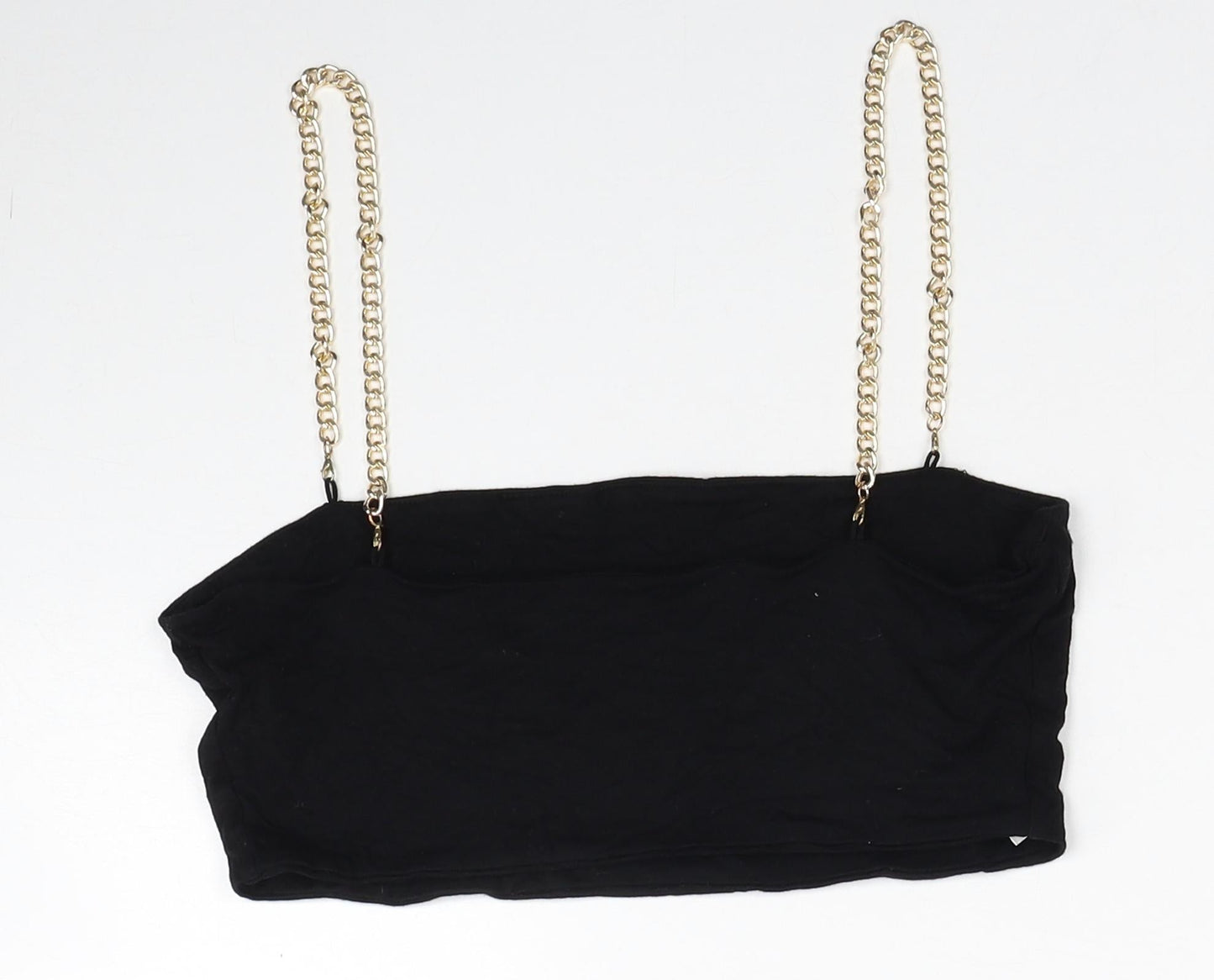 SheIn Womens Black Polyester Cropped Tank Size M Square Neck - Chain Straps