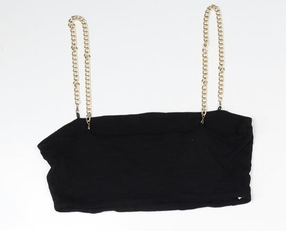 SheIn Womens Black Polyester Cropped Tank Size M Square Neck - Chain Straps
