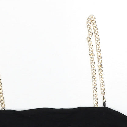 SheIn Womens Black Polyester Cropped Tank Size M Square Neck - Chain Straps