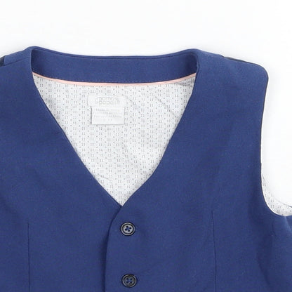 mamas & papas Boys Blue Gilet Waistcoat Size 3-4 Years Button