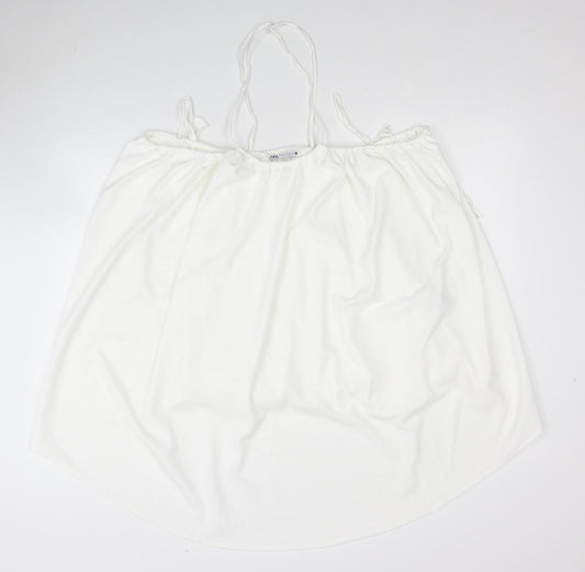 Zara Womens White Polyester Shift Size M Square Neck Pullover
