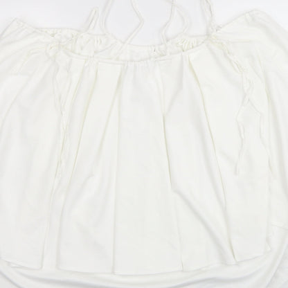 Zara Womens White Polyester Shift Size M Square Neck Pullover