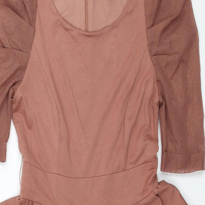 VERO MODA Womens Beige Polyester Fit & Flare Size XS Round Neck Zip