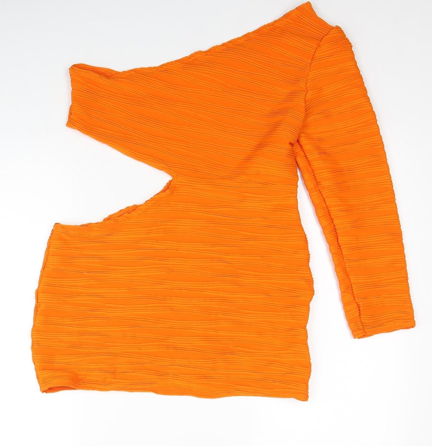 I SAW IT FIRST Womens Orange Polyester Bodycon Size 16 One Shoulder Pullover - Cut Out