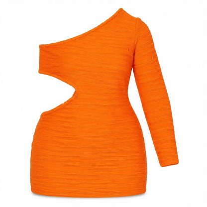 I SAW IT FIRST Womens Orange Polyester Bodycon Size 16 One Shoulder Pullover - Cut Out