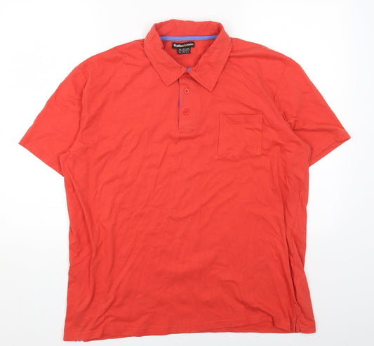 Atlas Mens Red Cotton Polo Size L Collared Button
