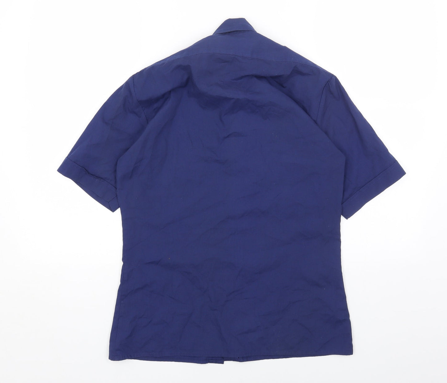 BANCO Mens Blue Cotton Button-Up Size S Collared Button