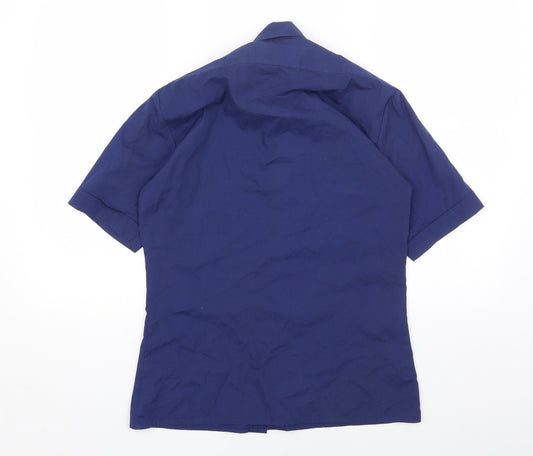 BANCO Mens Blue Cotton Button-Up Size S Collared Button