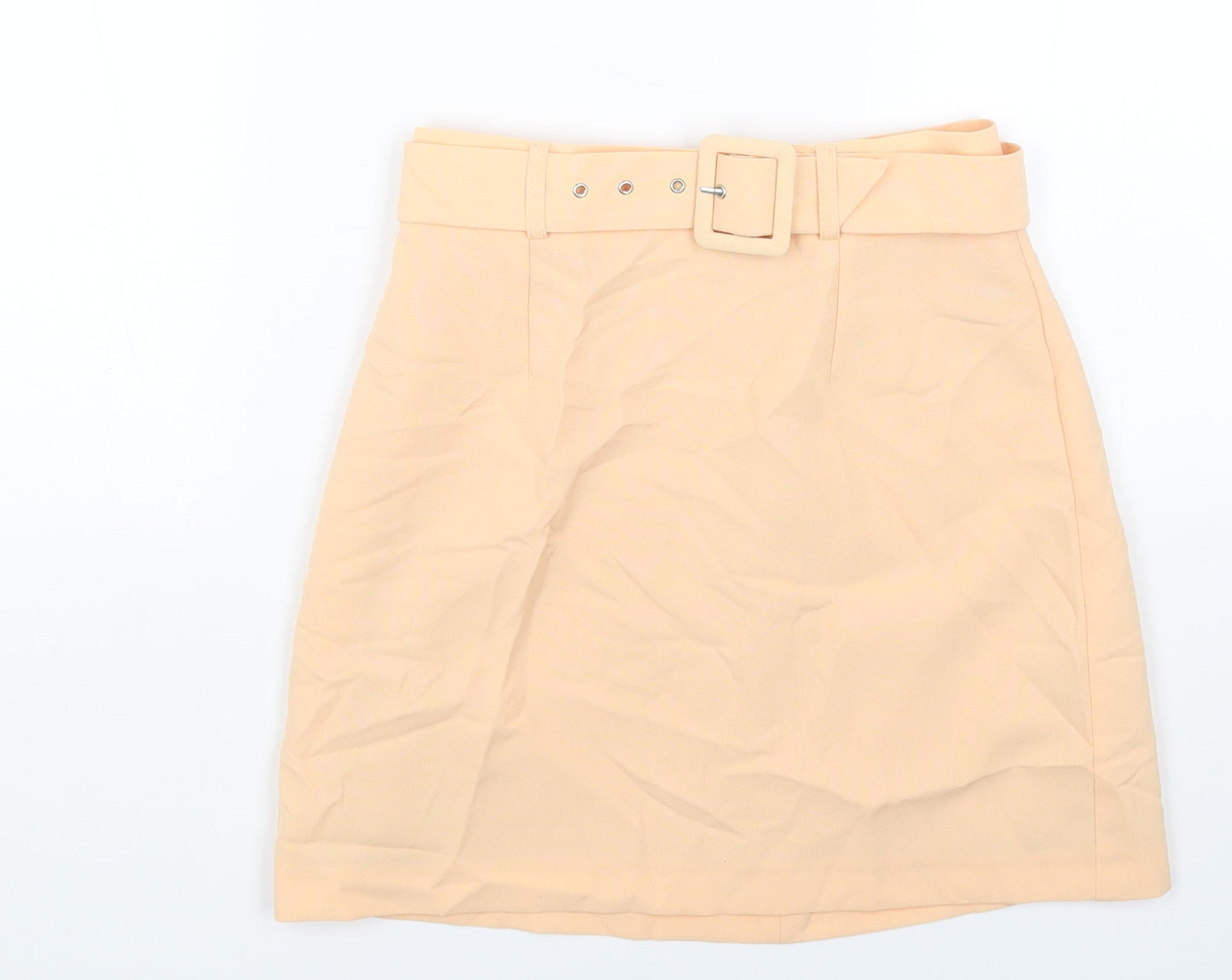 Miss Selfridge Womens Orange Polyester Mini Skirt Size 4 Zip - Belt Inlcuded