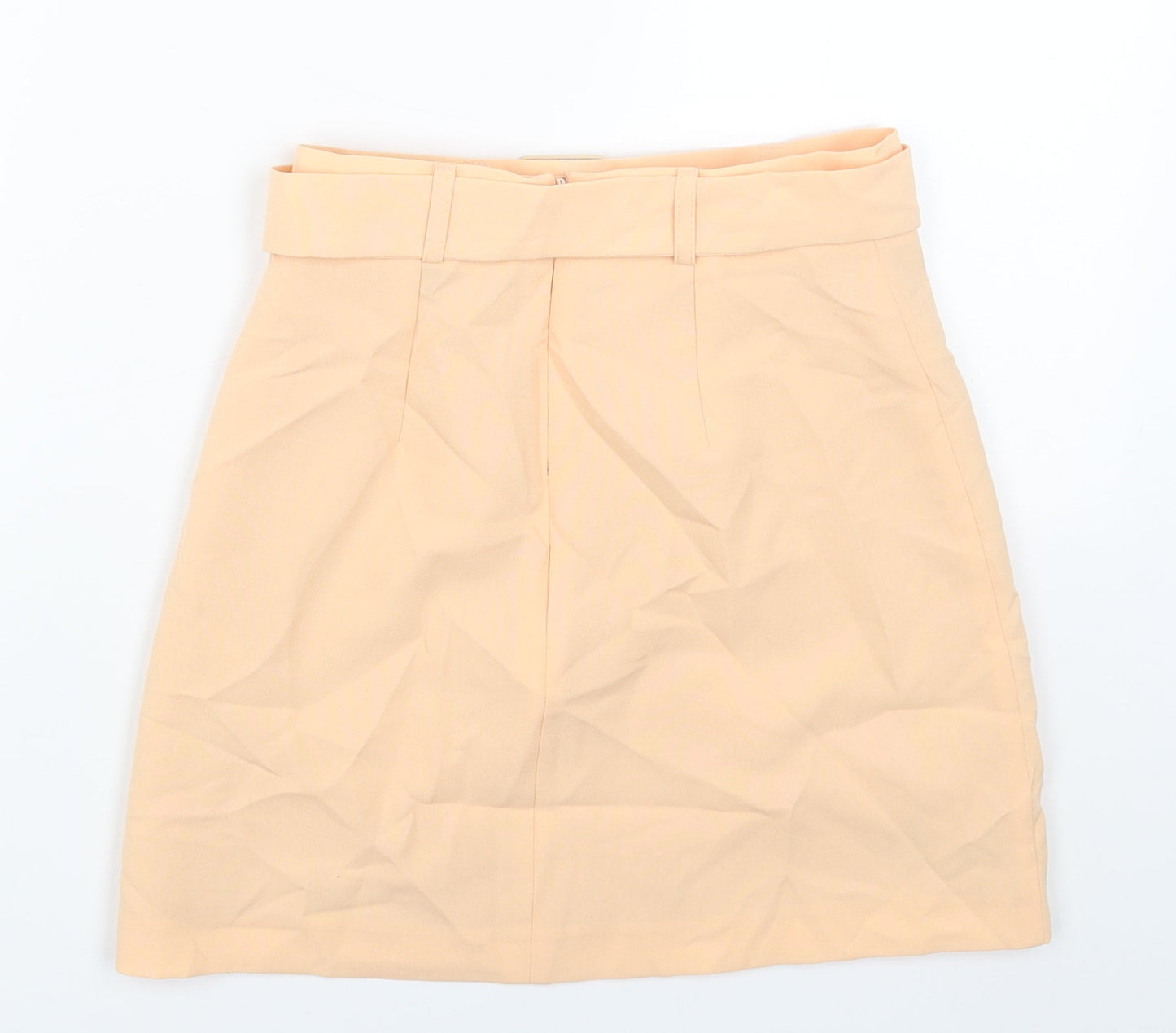 Miss Selfridge Womens Orange Polyester Mini Skirt Size 4 Zip - Belt Inlcuded