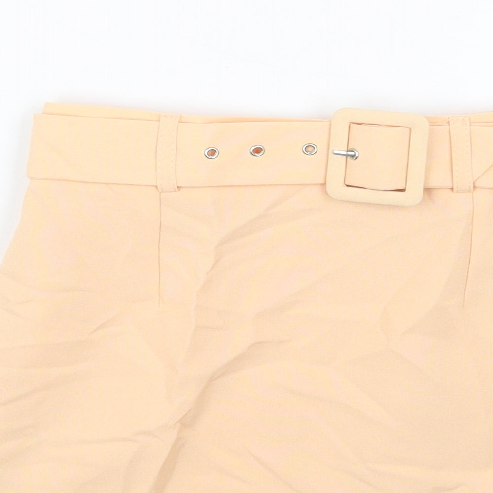 Miss Selfridge Womens Orange Polyester Mini Skirt Size 4 Zip - Belt Inlcuded