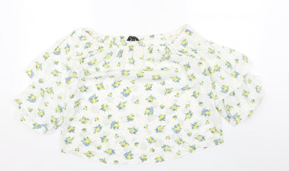 Womens UK Size 10 Peacocks White Basic T-Shirt