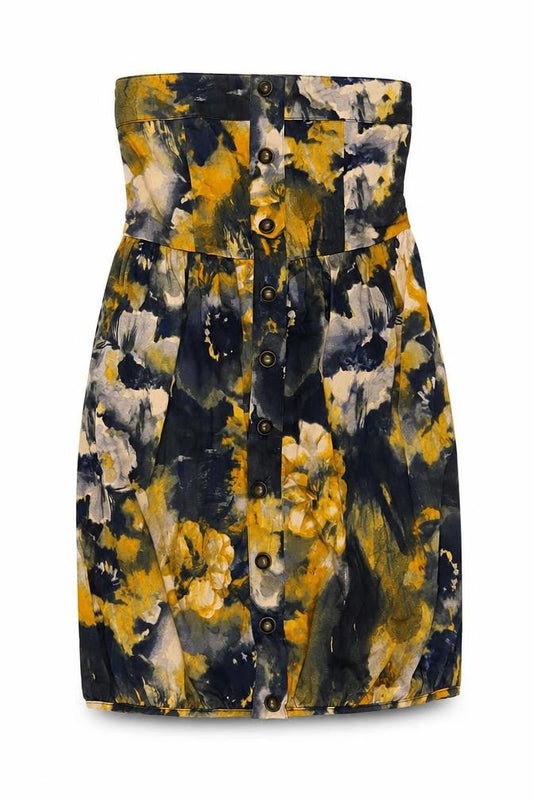 Vera Moda Womens Yellow Floral Cotton Mini Size XS Off the Shoulder Pullover