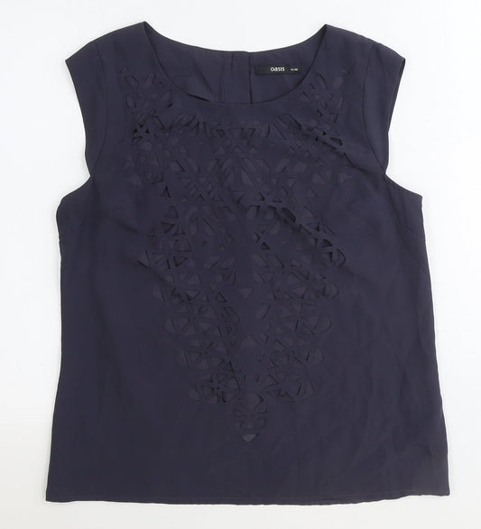 Womens UK Size 14 Oasis Blue Basic Blouse