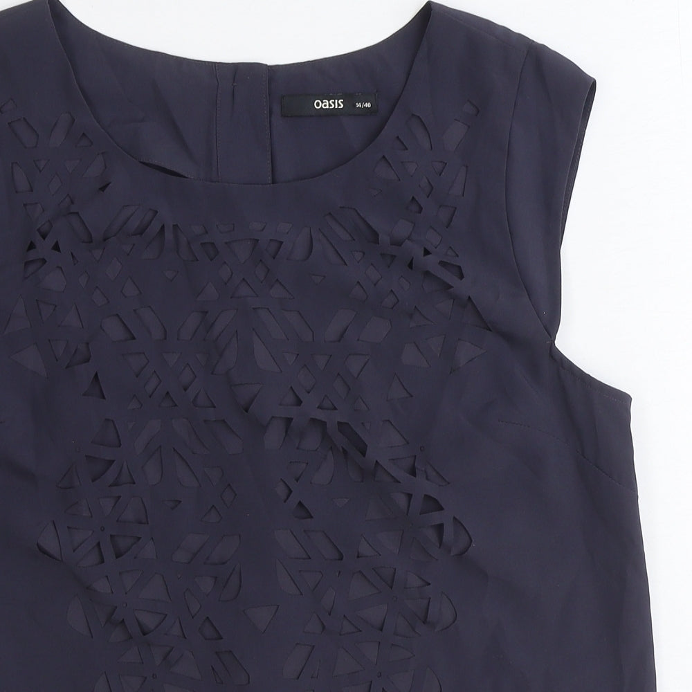 Womens UK Size 14 Oasis Blue Basic Blouse