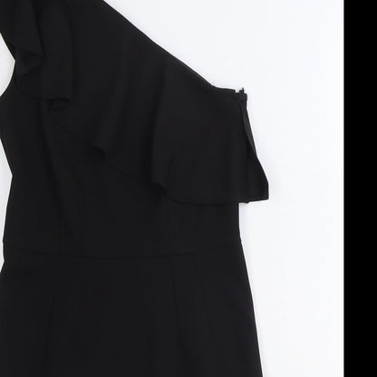 Oasis Womens Black Polyester Fit & Flare Size S One Shoulder Zip