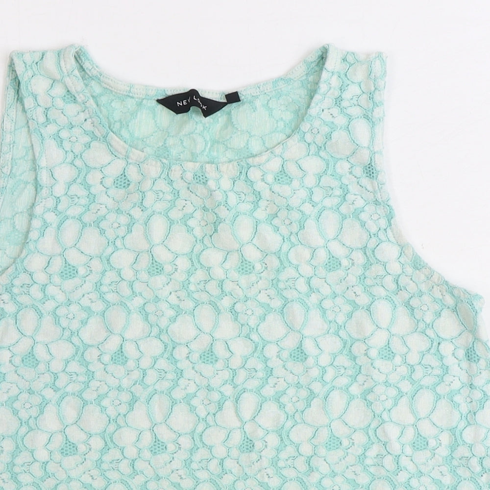 Womens UK Size 8 New Look Green Basic Tank