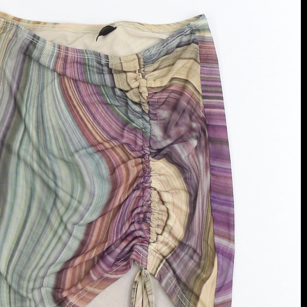 SheIn Womens Multicoloured Geometric Polyester Bandage Skirt Size S