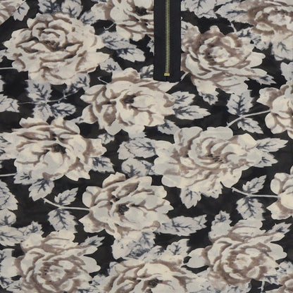 Primark Womens Brown Floral Polyester Basic Blouse Size 10 Boat Neck