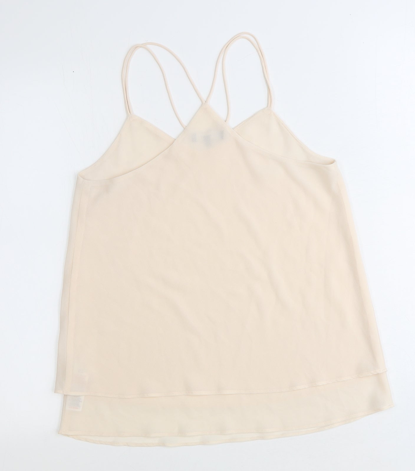 New Look Womens Beige Polyester Basic Tank Size 10 V-Neck