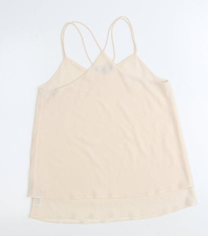 New Look Womens Beige Polyester Basic Tank Size 10 V-Neck