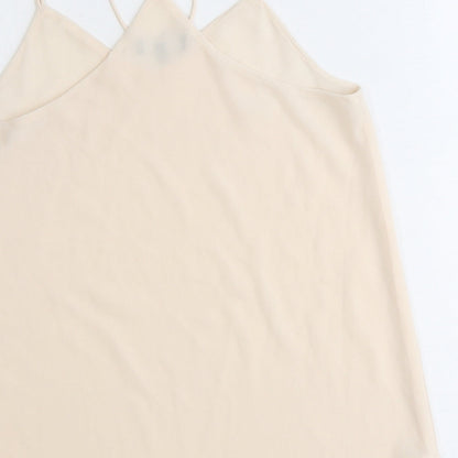 New Look Womens Beige Polyester Basic Tank Size 10 V-Neck