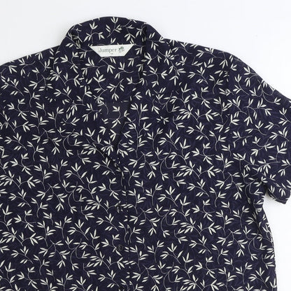 Womens UK Size 14 Jumper Blue Basic Button-Up