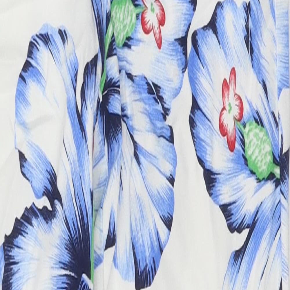 Zara Womens White Floral Cotton Straight Jeans Size XS Regular Zip