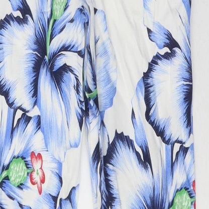 Zara Womens White Floral Cotton Straight Jeans Size XS Regular Zip