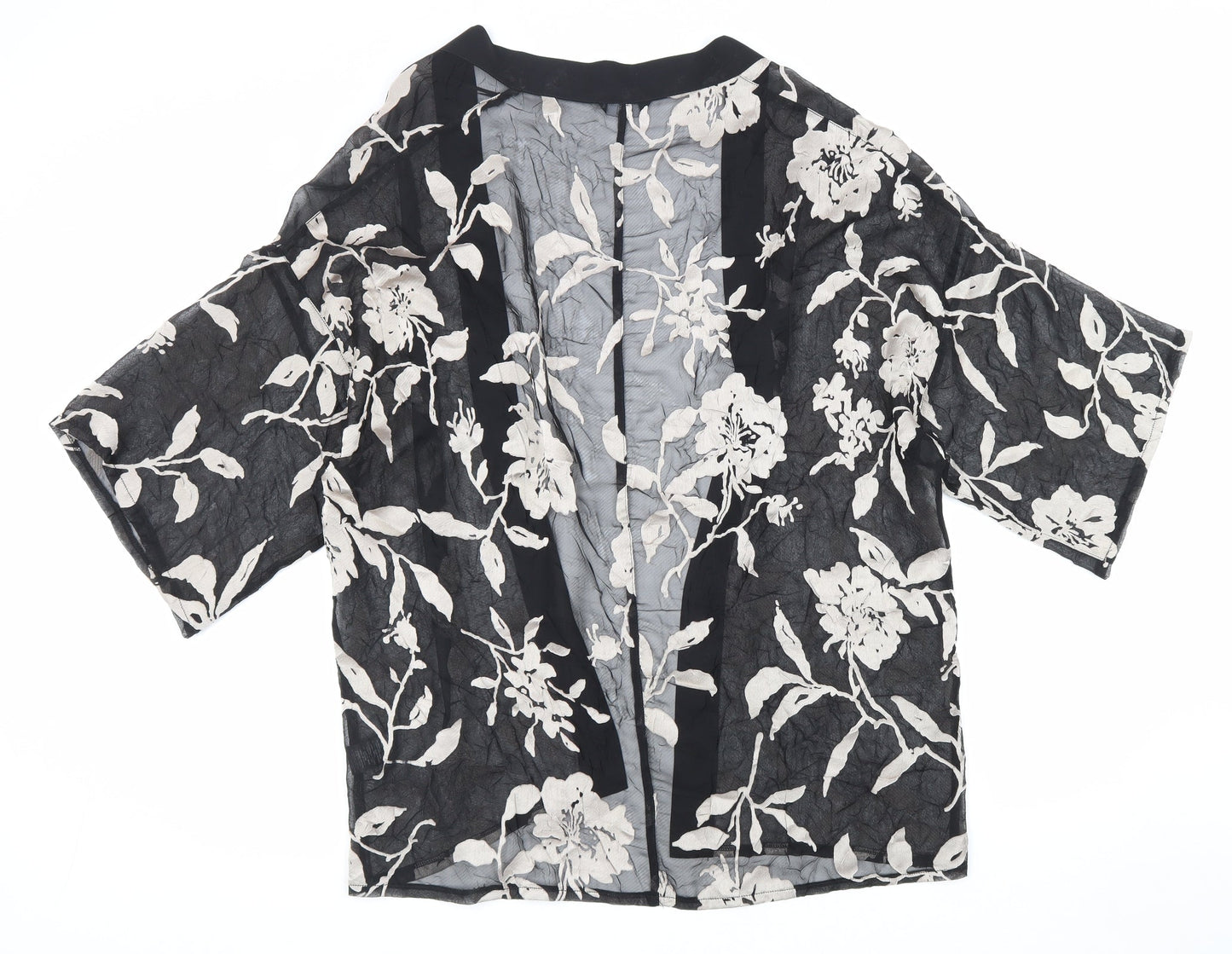 F&F Womens Black V-Neck Floral Polyester Cape Jumper Size S