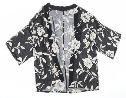 F&F Womens Black V-Neck Floral Polyester Cape Jumper Size S