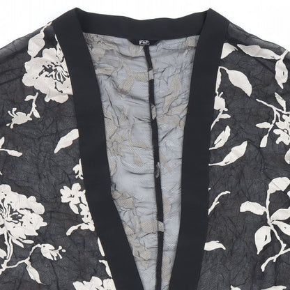 F&F Womens Black V-Neck Floral Polyester Cape Jumper Size S