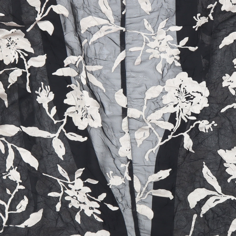 F&F Womens Black V-Neck Floral Polyester Cape Jumper Size S