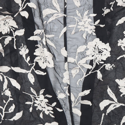 F&F Womens Black V-Neck Floral Polyester Cape Jumper Size S