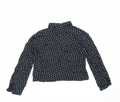 George Womens Black Geometric Viscose Basic Button-Up Size 10 Collared - Star Pattern