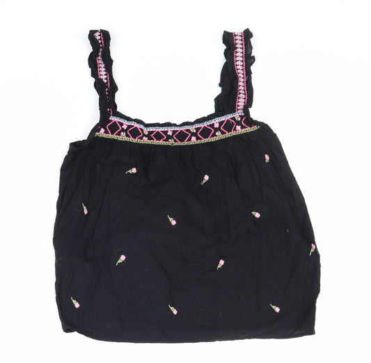 Nutmeg Womens Black Polyester Basic Tank Size 12 Round Neck