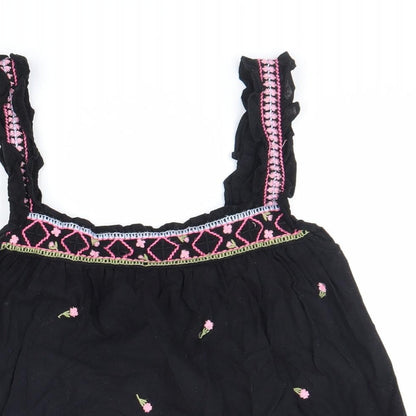 Nutmeg Womens Black Polyester Basic Tank Size 12 Round Neck