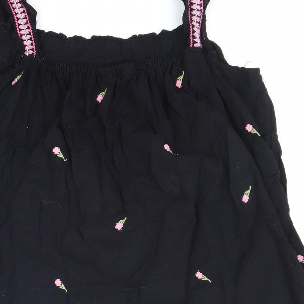 Nutmeg Womens Black Polyester Basic Tank Size 12 Round Neck