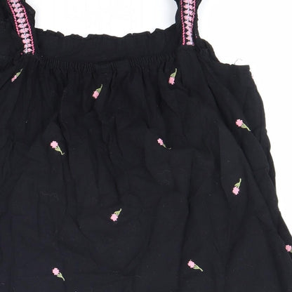 Nutmeg Womens Black Polyester Basic Tank Size 12 Round Neck