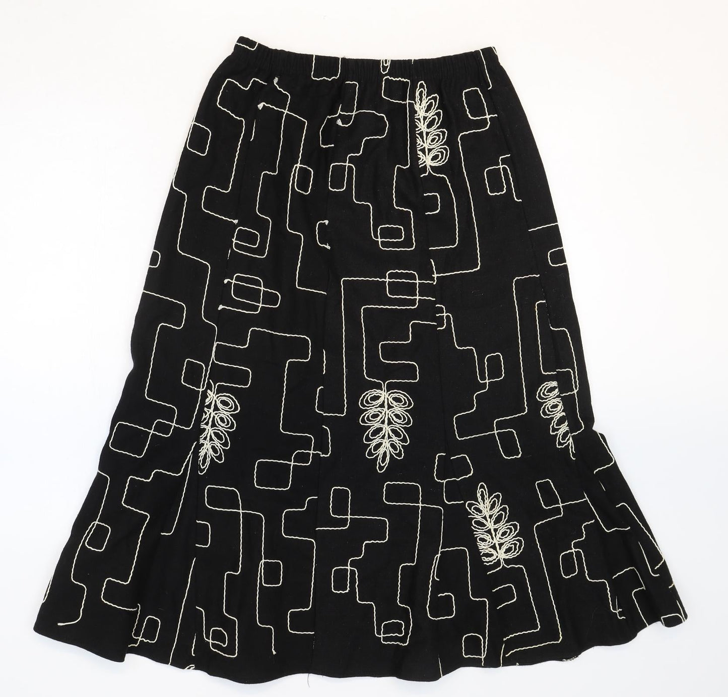 BASSINI Womens Black Geometric Viscose Trumpet Skirt Size M