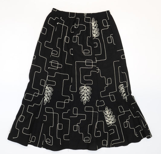 BASSINI Womens Black Geometric Viscose Trumpet Skirt Size M