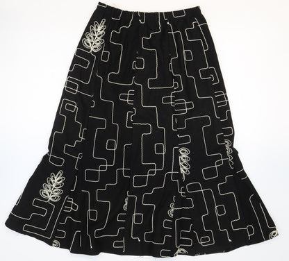 BASSINI Womens Black Geometric Viscose Trumpet Skirt Size M