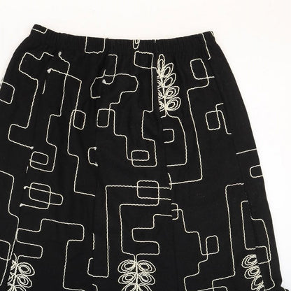 BASSINI Womens Black Geometric Viscose Trumpet Skirt Size M