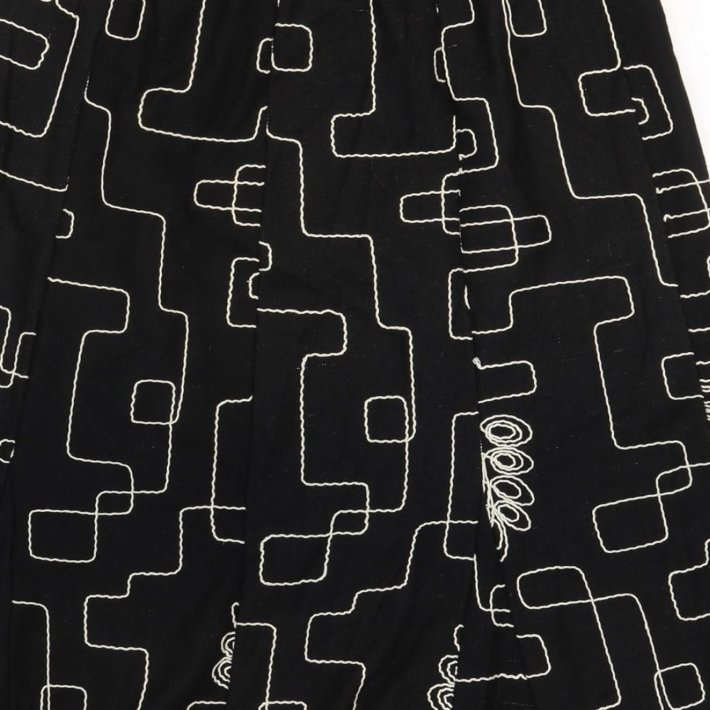 BASSINI Womens Black Geometric Viscose Trumpet Skirt Size M